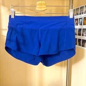 Bright blue Lululemon speed up shorts 2.5 inseam